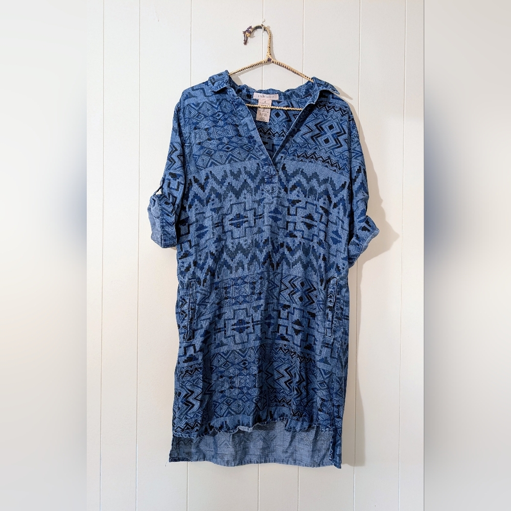 Philosophy Blue Geometric High Low Dress